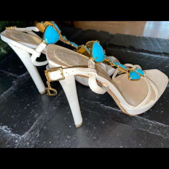 Christian Dior Turquoise jeweled strap heels - Picture 4 of 7